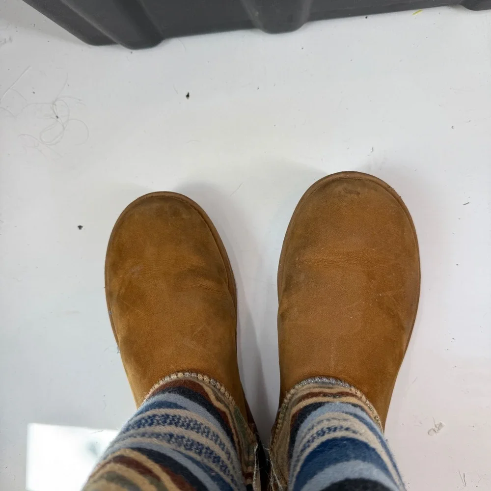 UGG Pendleton Tall Boots Chestnut Brown Geometric Wool Suede 1010225 Size 11